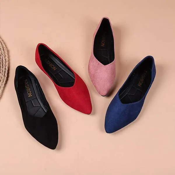 Women's Pointed Toe Suede Shallow Mouth Flat Shoes 16753210C