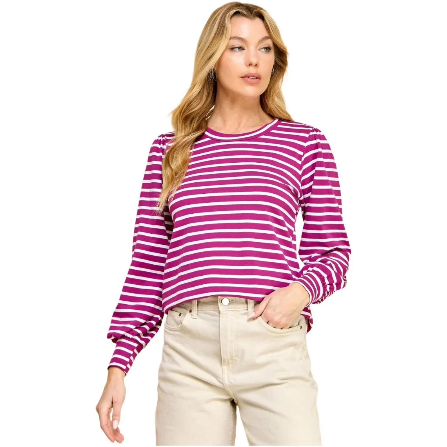 Women's Striped Long Sleeve Blouse