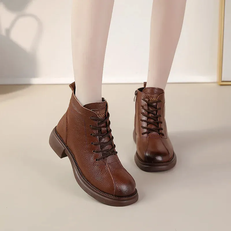 Women's Stylish Casual Leather Boots Fur/No Fur