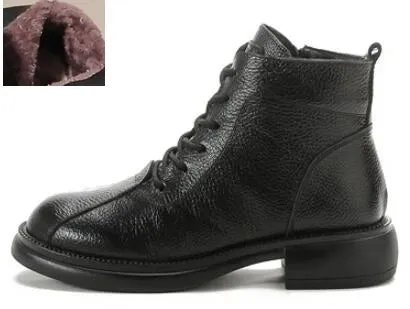 Women's Stylish Casual Leather Boots Fur/No Fur