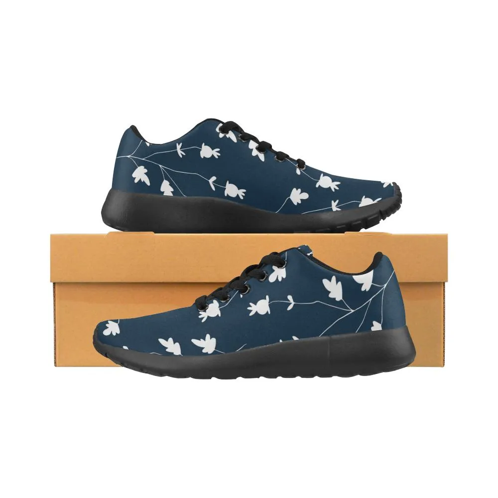 Zenzzle pattern with white flowers print on Women's Running shoes Casual Lightweight Athletic Sneakers US size 6-15
